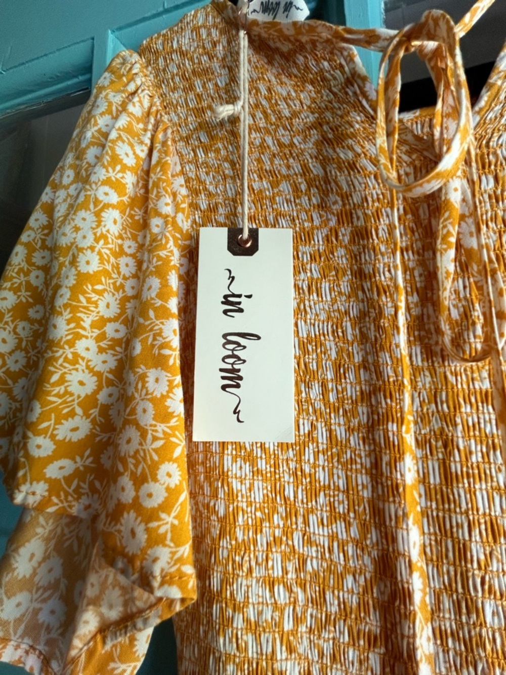 Boutique Golden Yellow Floral Maxi Dress with Flutter Sleeves - Picture 3 of 3